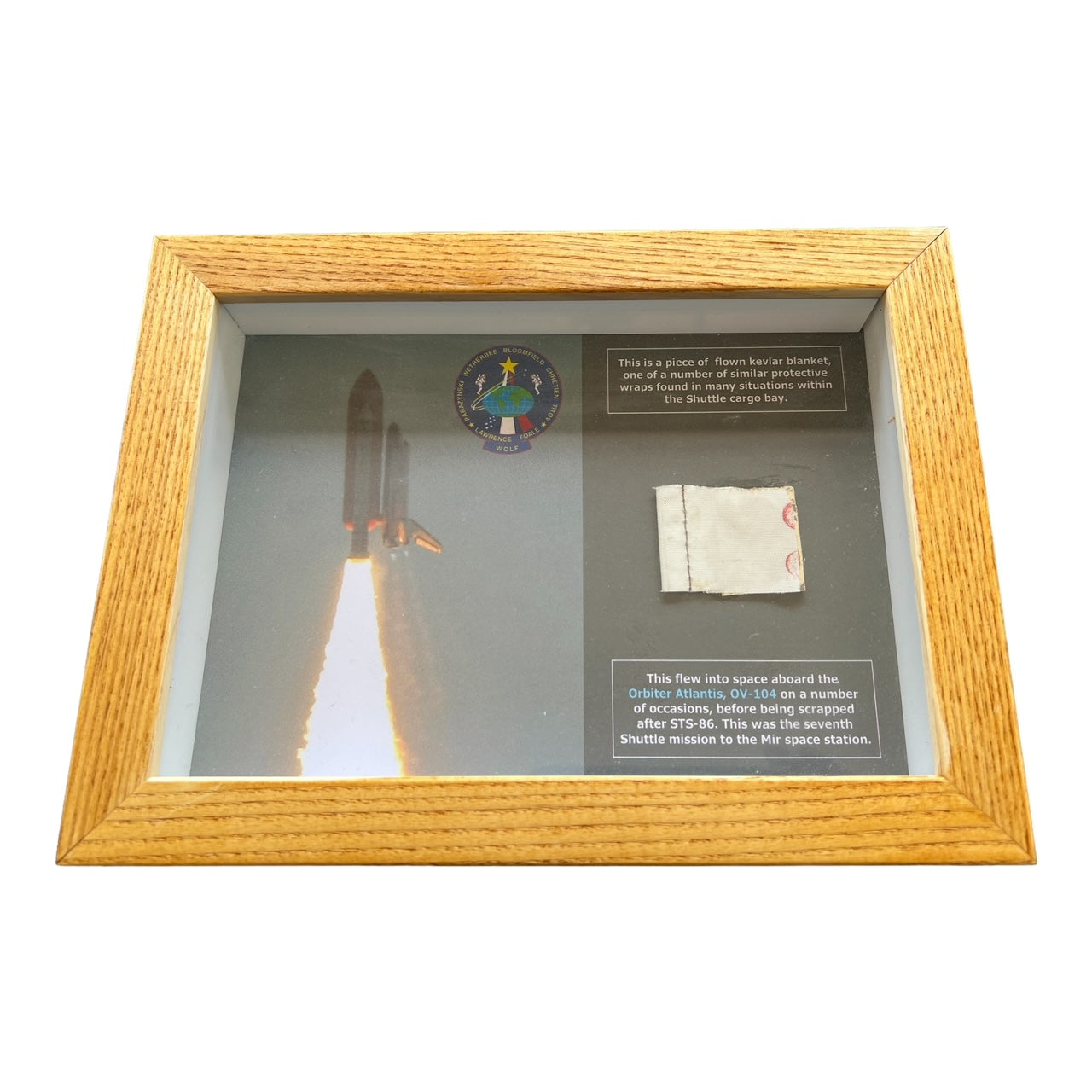 STS-86– Atlantis flown blanket – framed