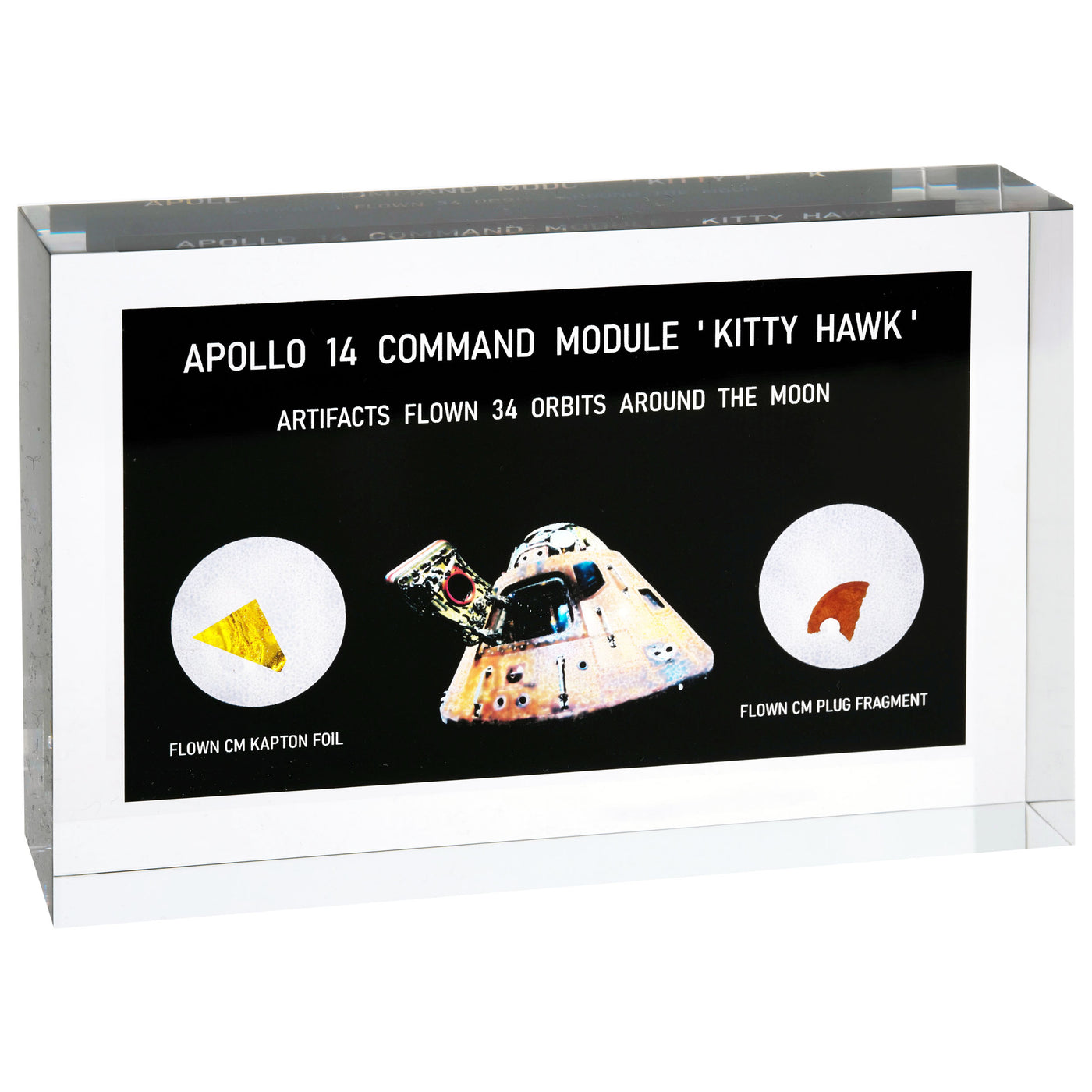 Apollo 14 flown Kapton foil + CM plug acrylic