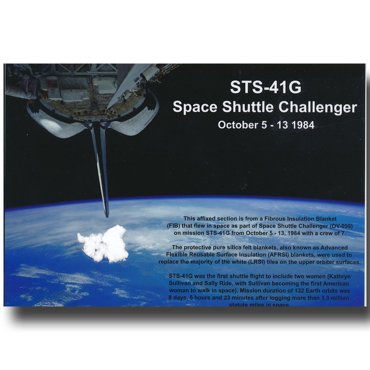 STS-41 G Challenger – flown insulation blanket