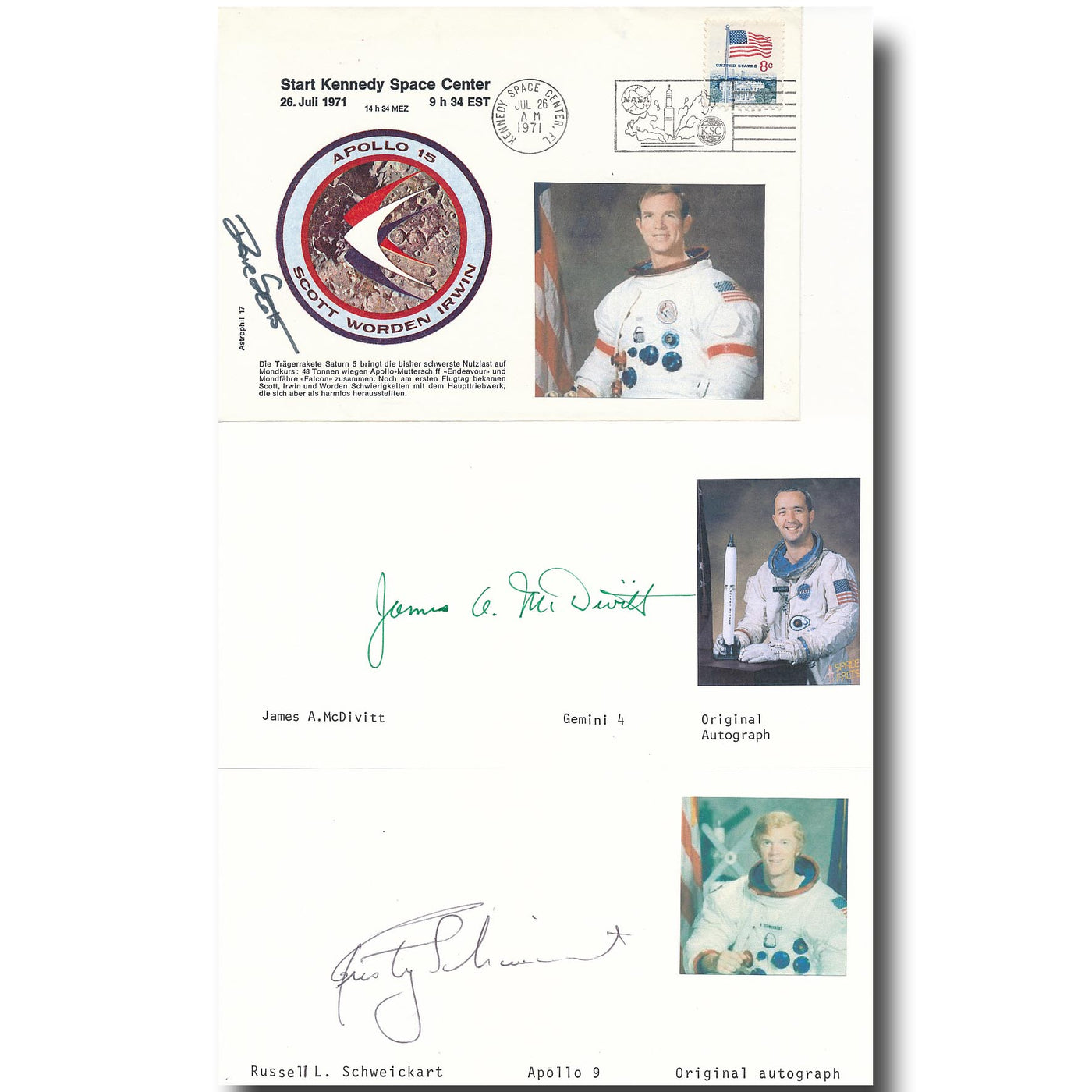 Apollo 9 crew signatures